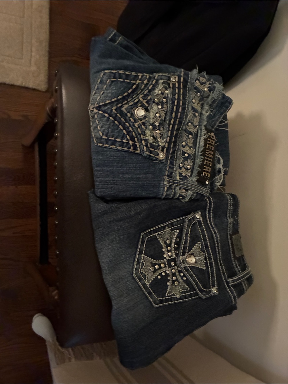 Miss Me Blue Bootcut Jeans with Rhinestone Cross Pockets